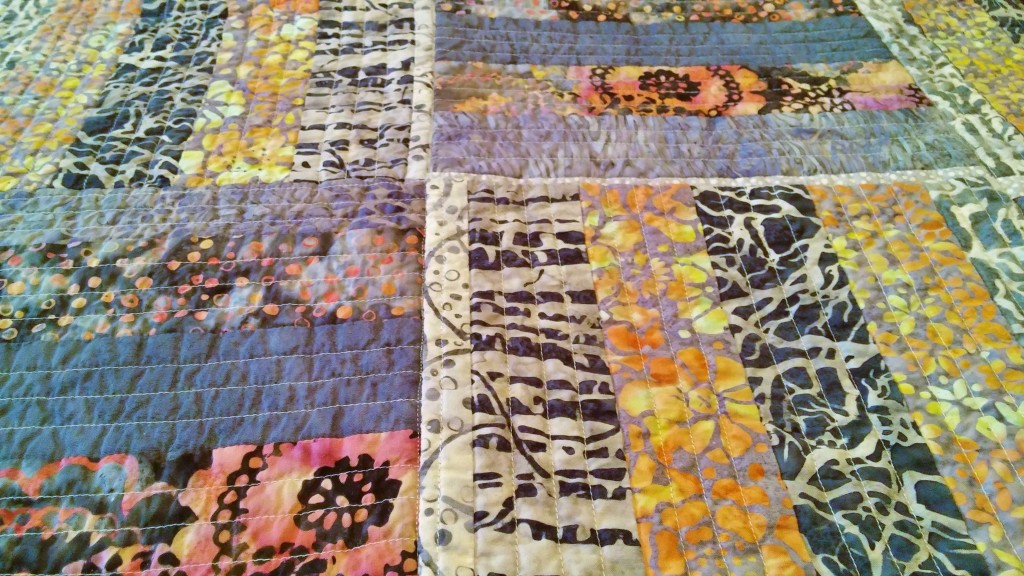 Portion of quilt made by Connor Williams using a variation of another pattern from Quilt As-You-Go Made Modern