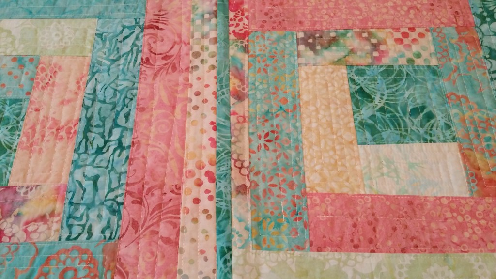 Small portion of quilt by Sue Williams using Red Square pattern from Quilt As-You-Go Made Modern